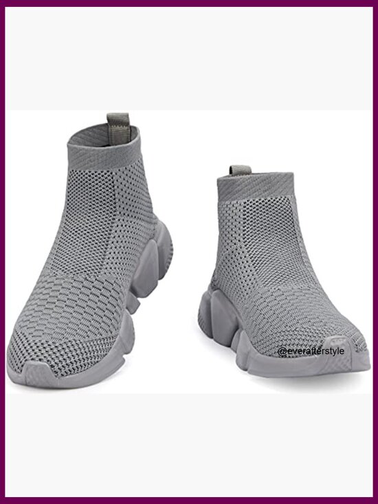 Lightweight High Top Sneakers Knit Fabric Pull-On Athletic Walking Shoes main image 5